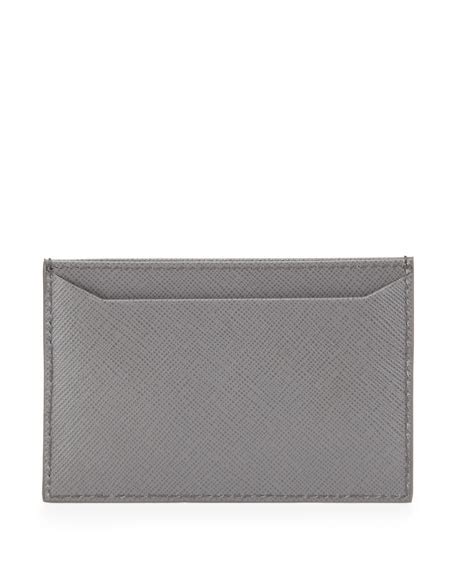 prada saffiano black and gray card wallet